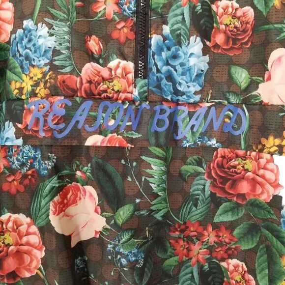 Reason Men's Black Floral Multi Color Hooded Windbreaker Jacket Size Lar… - Picture 6 of 8